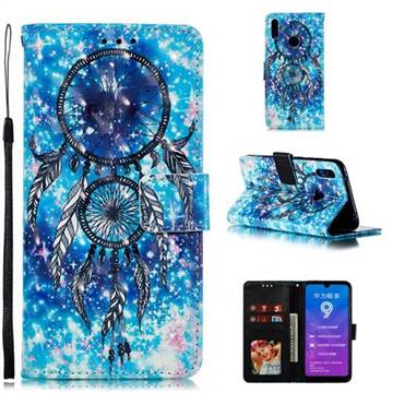 Blue Wind Chime 3D Painted Leather Phone Wallet Case for Huawei Enjoy 9