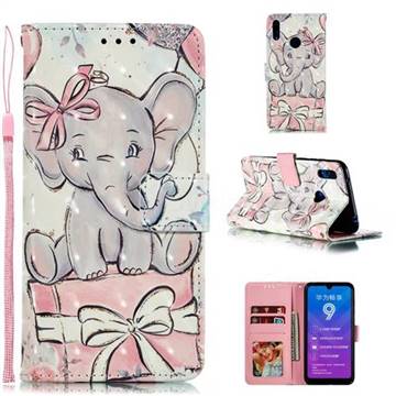 Bow Elephant 3D Painted Leather Phone Wallet Case for Huawei Enjoy 9