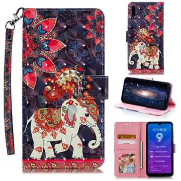 Phoenix Elephant 3D Painted Leather Phone Wallet Case for Huawei Enjoy 9
