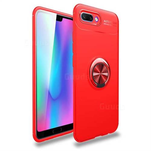 Auto Focus Invisible Ring Holder Soft Phone Case for Huawei Honor 10 - Red
