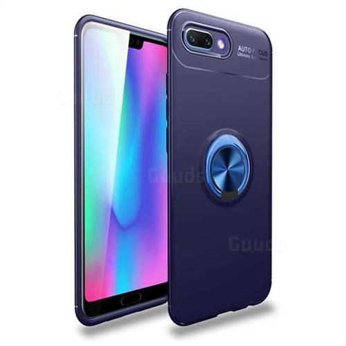 Auto Focus Invisible Ring Holder Soft Phone Case for Huawei Honor 10 - Blue