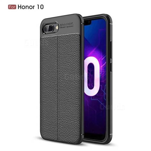 Luxury Auto Focus Litchi Texture Silicone TPU Back Cover for Huawei Honor 10 - Black
