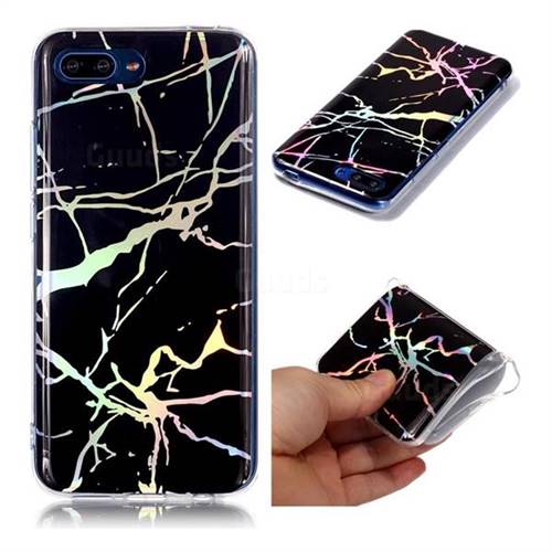 Plating Black Marble Pattern Bright Color Laser Soft TPU Case for Huawei Honor 10