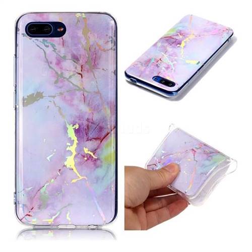 Pink Purple Marble Pattern Bright Color Laser Soft TPU Case for Huawei Honor 10