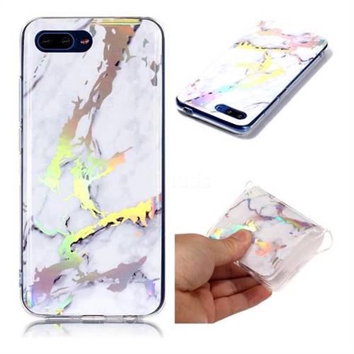 White Marble Pattern Bright Color Laser Soft TPU Case for Huawei Honor 10
