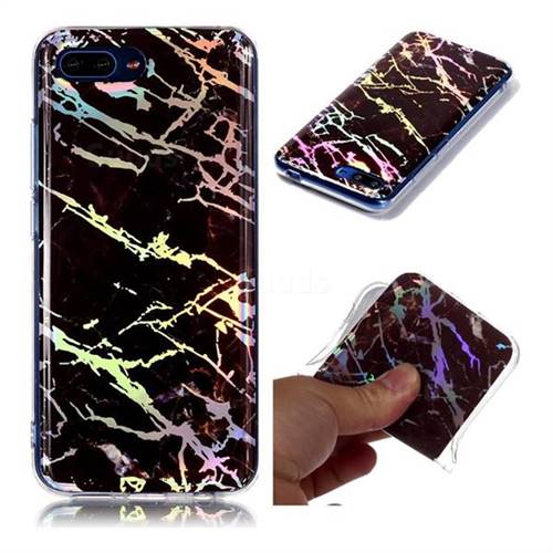 Black Brown Marble Pattern Bright Color Laser Soft TPU Case for Huawei Honor 10