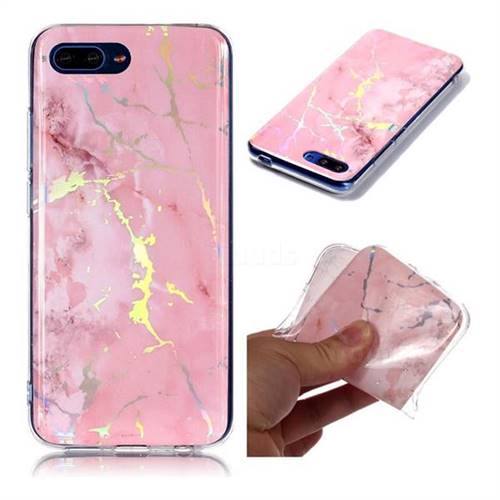 Powder Pink Marble Pattern Bright Color Laser Soft TPU Case for Huawei Honor 10