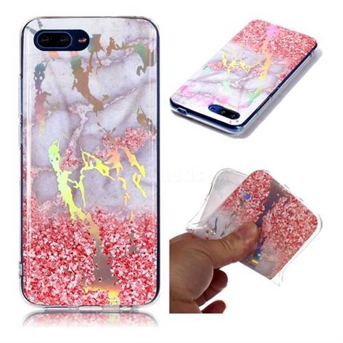 Powder Sandstone Marble Pattern Bright Color Laser Soft TPU Case for Huawei Honor 10