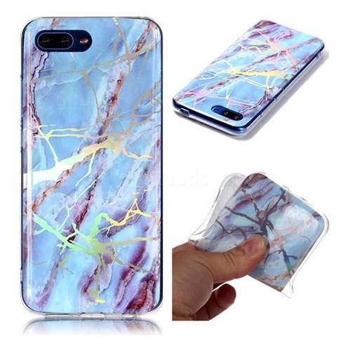 Light Blue Marble Pattern Bright Color Laser Soft TPU Case for Huawei Honor 10