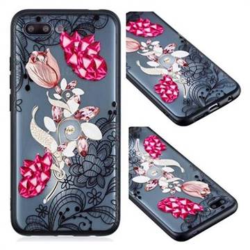 Tulip Lace Diamond Flower Soft TPU Back Cover for Huawei Honor 10