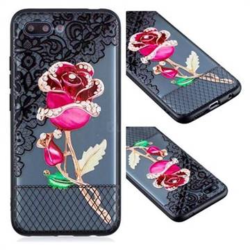 Rose Lace Diamond Flower Soft TPU Back Cover for Huawei Honor 10