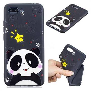 Cute Bear 3D Embossed Relief Black TPU Cell Phone Back Cover for Huawei Honor 10