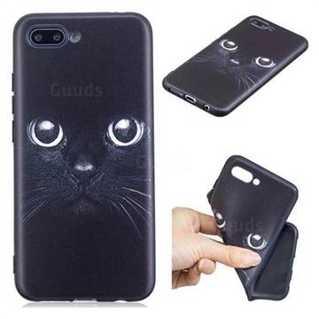 Bearded Feline 3D Embossed Relief Black TPU Cell Phone Back Cover for Huawei Honor 10