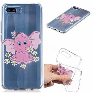 Tiny Pink Elephant Clear Varnish Soft Phone Back Cover for Huawei Honor 10