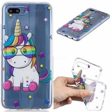 Glasses Unicorn Clear Varnish Soft Phone Back Cover for Huawei Honor 10