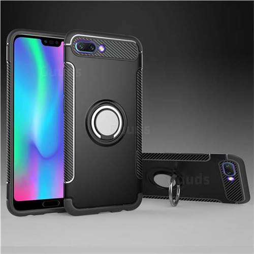 Armor Anti Drop Carbon PC + Silicon Invisible Ring Holder Phone Case for Huawei Honor 10 - Black