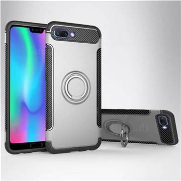 Armor Anti Drop Carbon PC + Silicon Invisible Ring Holder Phone Case for Huawei Honor 10 - Silver