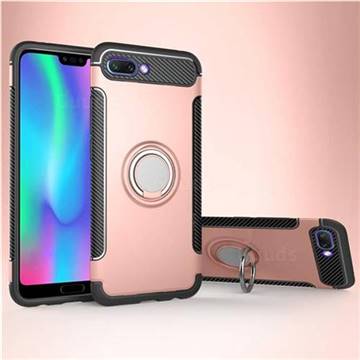 Armor Anti Drop Carbon PC + Silicon Invisible Ring Holder Phone Case for Huawei Honor 10 - Rose Gold