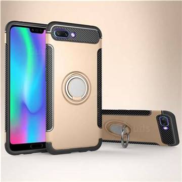 Armor Anti Drop Carbon PC + Silicon Invisible Ring Holder Phone Case for Huawei Honor 10 - Champagne