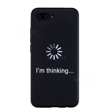 Thinking Stick Figure Matte Black TPU Phone Cover for Huawei Honor 10