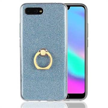 Luxury Soft TPU Glitter Back Ring Cover with 360 Rotate Finger Holder Buckle for Huawei Honor 10 - Blue