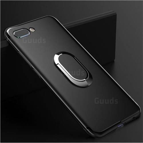 Anti-fall Invisible 360 Rotating Ring Grip Holder Kickstand Phone Cover for Huawei Honor 10 - Black