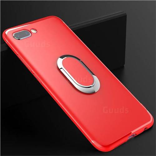 Anti-fall Invisible 360 Rotating Ring Grip Holder Kickstand Phone Cover for Huawei Honor 10 - Red