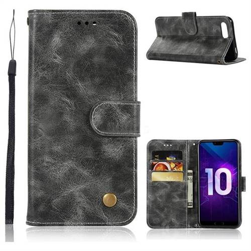 Luxury Retro Leather Wallet Case for Huawei Honor 10 - Gray