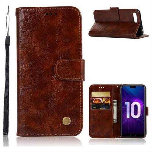 Luxury Retro Leather Wallet Case for Huawei Honor 10 - Brown