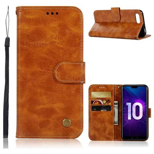 Luxury Retro Leather Wallet Case for Huawei Honor 10 - Golden