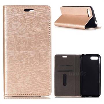Tree Bark Pattern Automatic suction Leather Wallet Case for Huawei Honor 10 - Champagne Gold