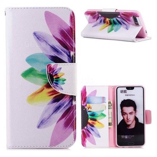 Seven-color Flowers Leather Wallet Case for Huawei Honor 10