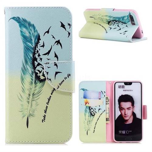 Feather Bird Leather Wallet Case for Huawei Honor 10