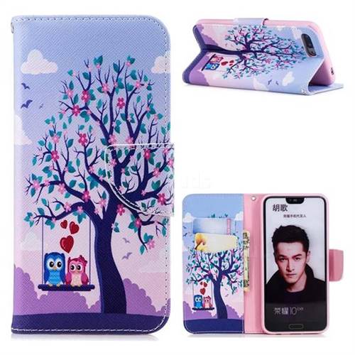 Tree and Owls Leather Wallet Case for Huawei Honor 10