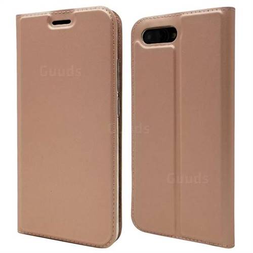 Ultra Slim Card Magnetic Automatic Suction Leather Wallet Case for Huawei Honor 10 - Rose Gold