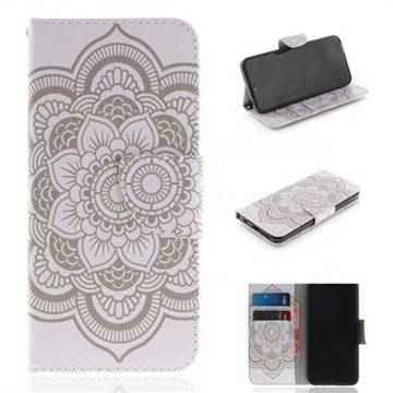 White Flowers PU Leather Wallet Case for Huawei Honor 10