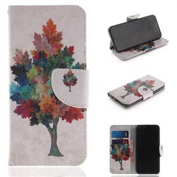Colored Tree PU Leather Wallet Case for Huawei Honor 10