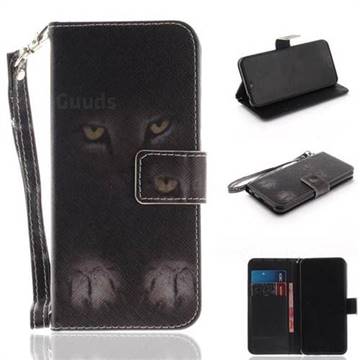 Mysterious Cat Hand Strap Leather Wallet Case for Huawei Honor 10