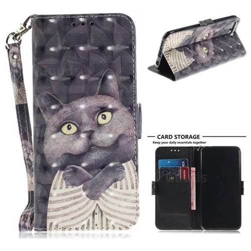 Cat Embrace 3D Painted Leather Wallet Phone Case for Huawei Honor 10