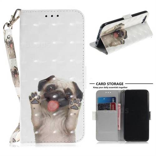 Pug Dog 3D Painted Leather Wallet Phone Case for Huawei Honor 10
