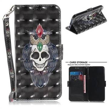 Skull Cat 3D Painted Leather Wallet Phone Case for Huawei Honor 10