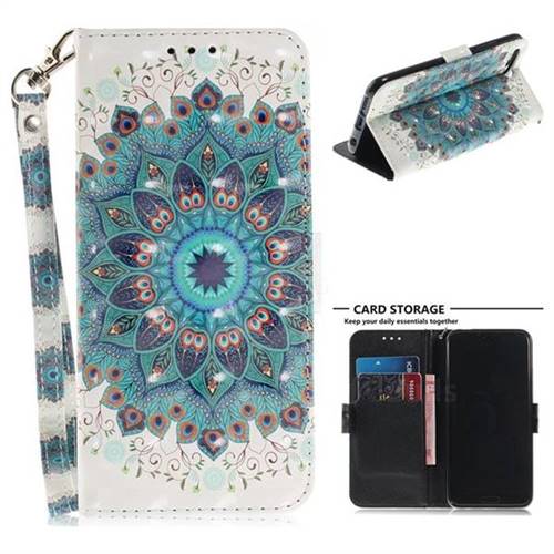 Peacock Mandala 3D Painted Leather Wallet Phone Case for Huawei Honor 10