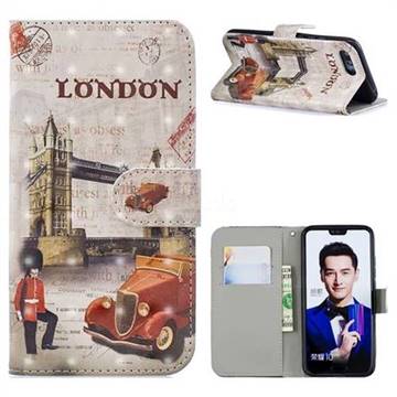 Retro London 3D Painted Leather Phone Wallet Case for Huawei Honor 10
