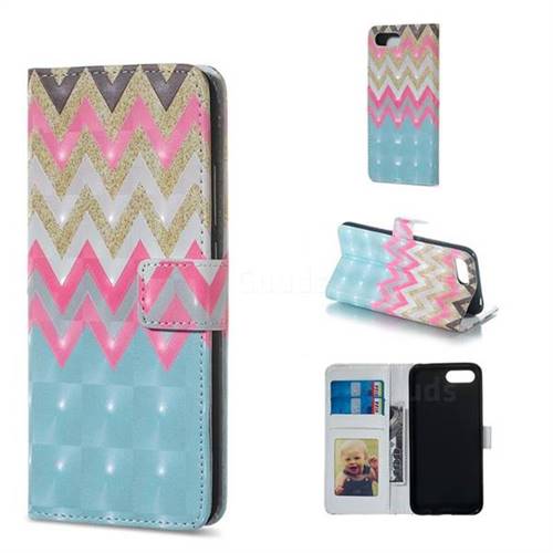 Color Wave 3D Painted Leather Phone Wallet Case for Huawei Honor 10