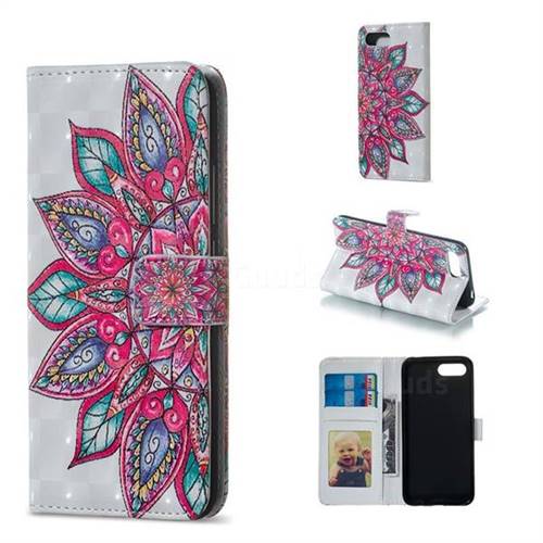 Mandara Flower 3D Painted Leather Phone Wallet Case for Huawei Honor 10