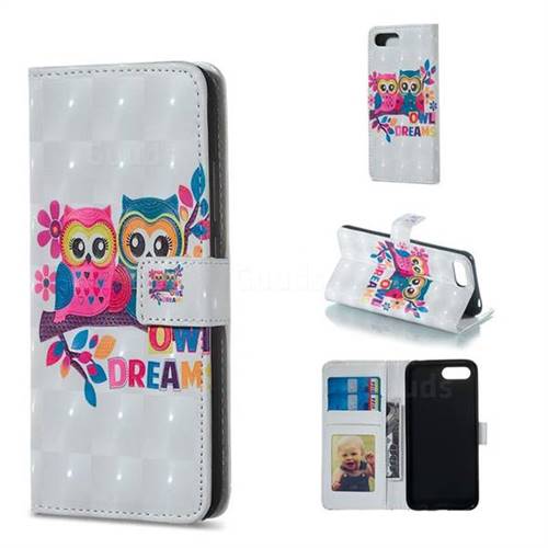 Couple Owl 3D Painted Leather Phone Wallet Case for Huawei Honor 10