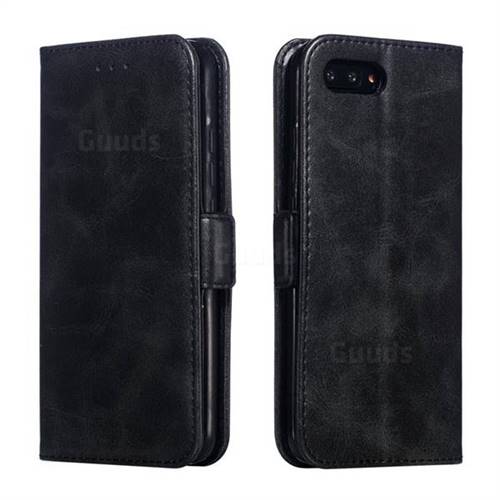 Retro Classic Calf Pattern Leather Wallet Phone Case for Huawei Honor 10 - Black