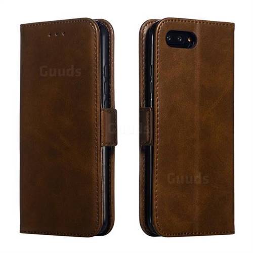 Retro Classic Calf Pattern Leather Wallet Phone Case for Huawei Honor 10 - Brown