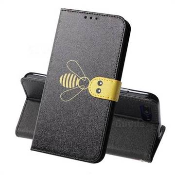 Silk Texture Bee Pattern Leather Phone Case for Huawei Honor 10 - Black