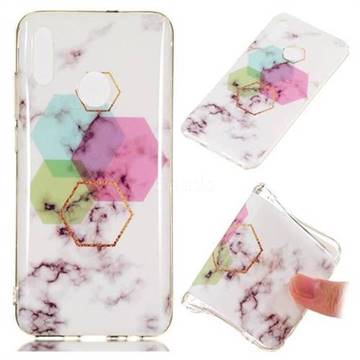 Hexagonal Soft TPU Marble Pattern Phone Case for Huawei Honor 10 Lite